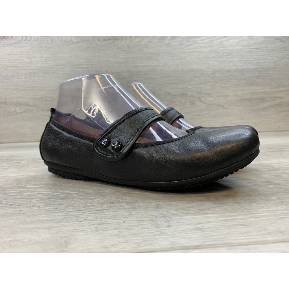 Josef Seibel Black Leather Mary Jane Flats Double Air Reaction 7 Comfort Shoes